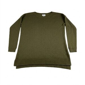 Old Navy Womens Medium Olive Green Crewneck Tunic Sweater Cotton Blend Pullover